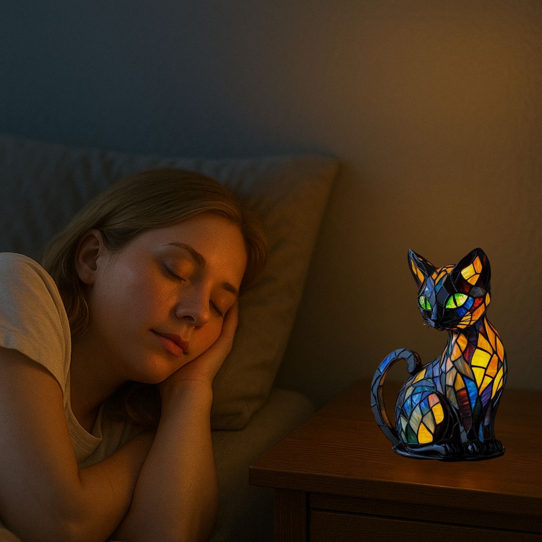 Decorative Cat Lamp with Mosaic Design and Warm Ambient Light – Stylish Home Decoration