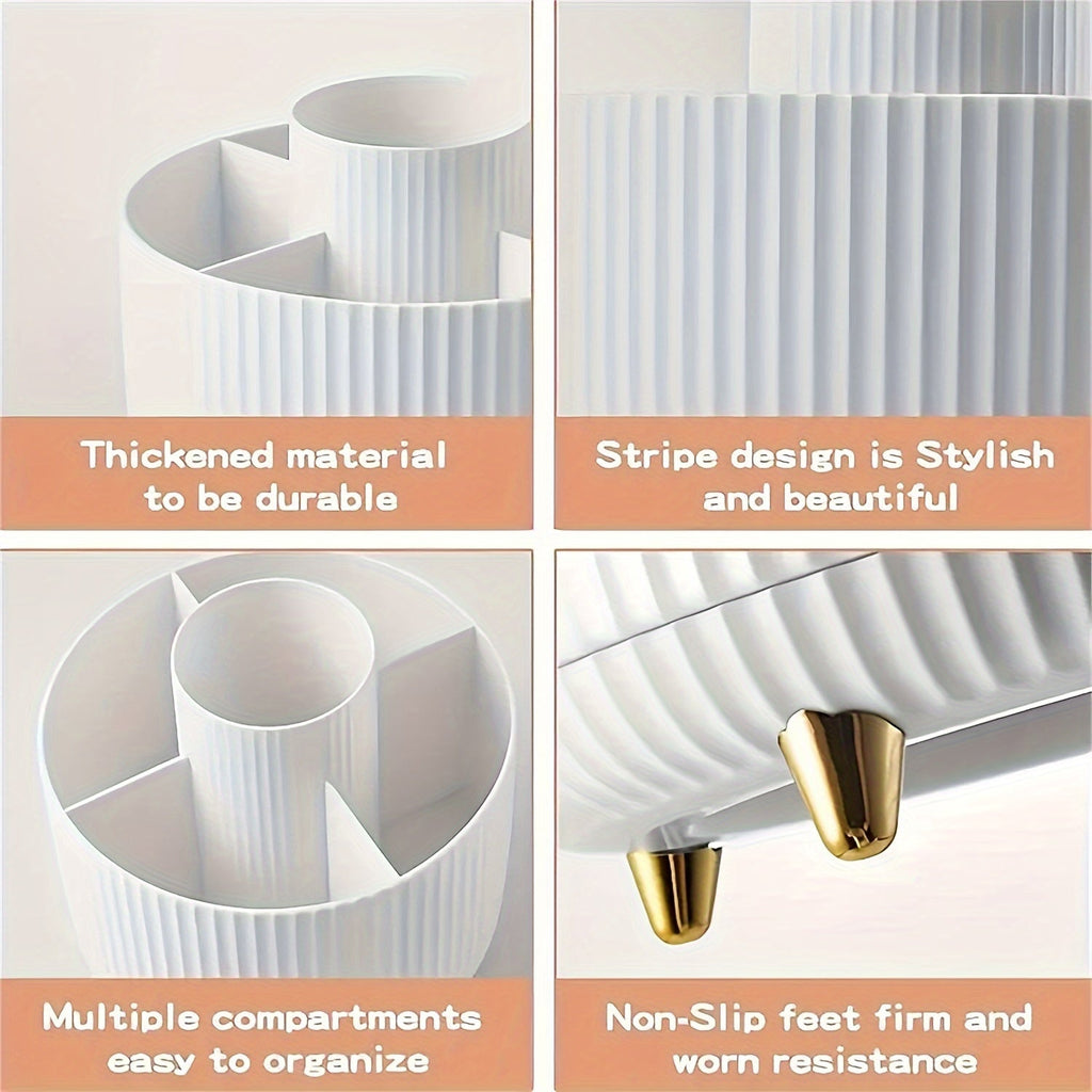 360° Rotating Makeup Organizer with 5 Compartments Storage