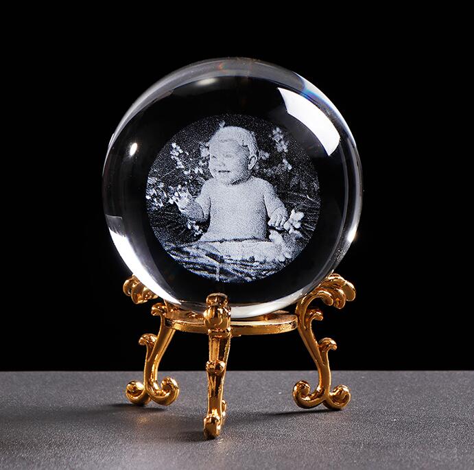 Glass Photo Ball Personalized Crystal Sphere Lase Engraving Customized Globe Home Decor Accessories Baby Photo Glass Sphere