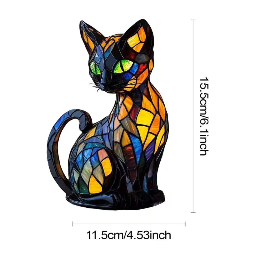 Decorative Cat Lamp with Mosaic Design and Warm Ambient Light – Stylish Home Decoration