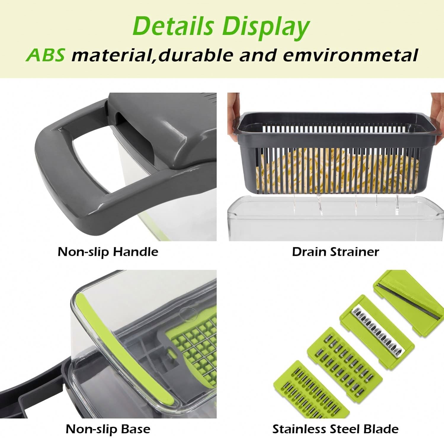 16 in 1 Vegetable Chopper and Food Dicer. Fast Salad Cutter and Kitchen Slicer Set