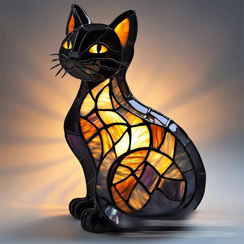 Decorative Cat Lamp with Mosaic Design and Warm Ambient Light – Stylish Home Decoration
