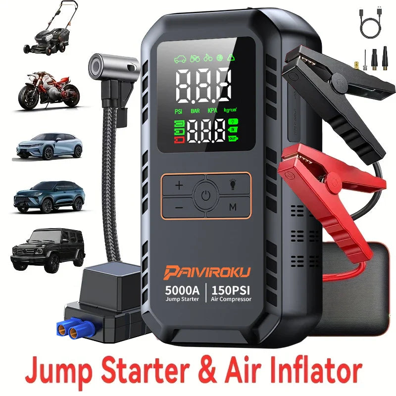 4-IN-1 Car Jump Starter with Air Compressor