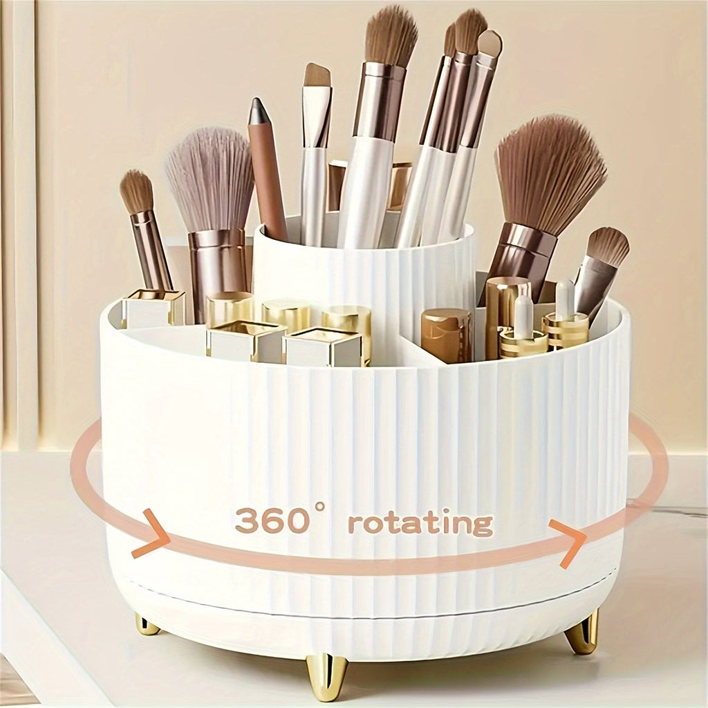 360° Rotating Makeup Organizer with 5 Compartments Storage