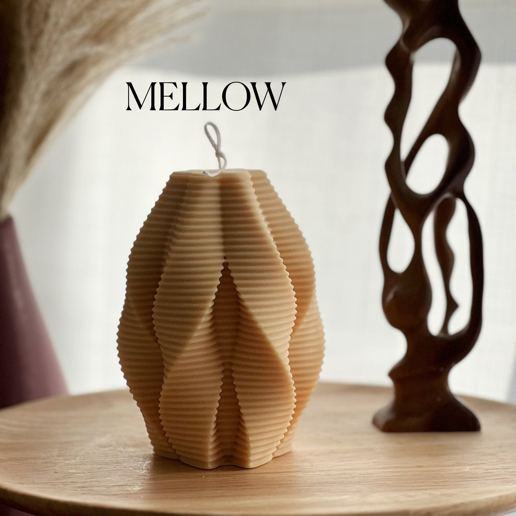 Large Ribbed Swirl Soy Candle: Abstract Geometric Decor